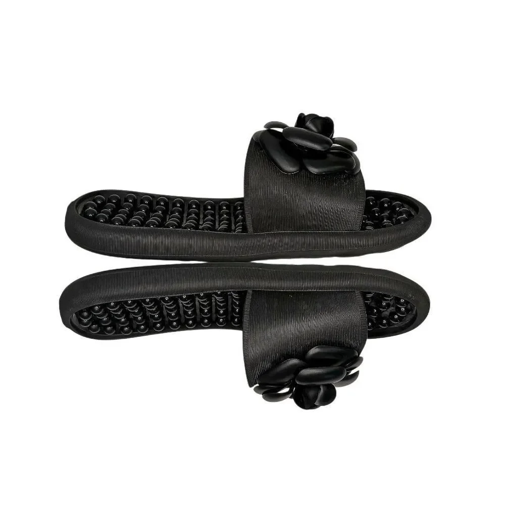 Chanel Camellia CC Mules Black Thermoplastic/PVC Slip on Slides EU 37 US 5.5-6